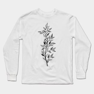 tree branch with leaves graceful and style ink graphics Long Sleeve T-Shirt